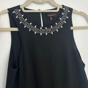 NWT: Black Sleeveless Jumpsuit with Silver Embellishments